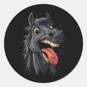Cool Horse Showing Tongue Horses Riding On Horseba Classic Round Sticker