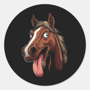 Cool Horse Showing Tongue Horses Riding On Horseba Classic Round Sticker