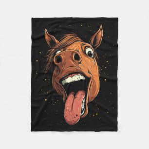 Cool Horse Showing Tongue Horses Riding On Horseba Fleece Blanket
