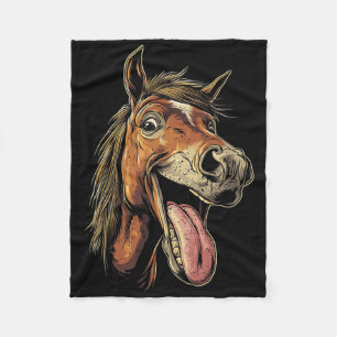 Cool Horse Showing Tongue Horses Riding On Horseba Fleece Blanket