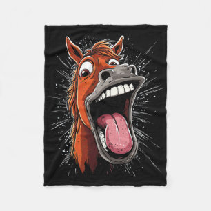 Cool Horse Showing Tongue Horses Riding On Horseba Fleece Blanket