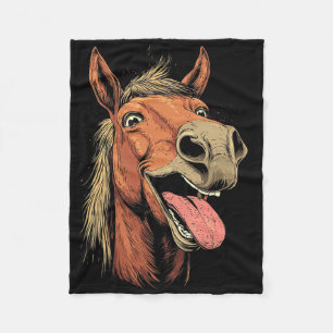 Cool Horse Showing Tongue Horses Riding On Horseba Fleece Blanket