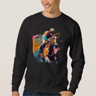 Cool Horse with Horseman for  Horseracing Sweatshirt