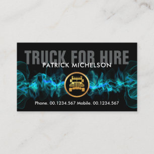 Cool Hot Blue Electric Lightning Gold Semi Truck Business Card