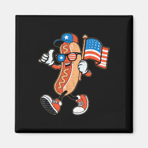 Cool Hotdog Sungles With American Flag 4th Of July Magnet