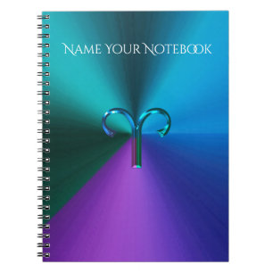 Cool Hued Metallic Zodiac Sign Aries Spiral Notebook