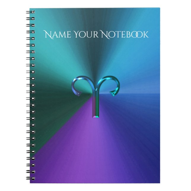 Cool Hued Metallic Zodiac Sign Aries Spiral Notebook (Front)