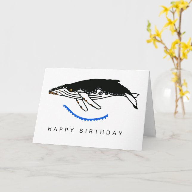 Cool Humpback WHALE -Endangered animal graphic Card (Yellow Flower)