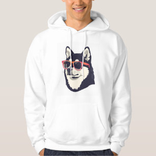 Cool Husky Dog with Red Sunglasses Men's Hoodie