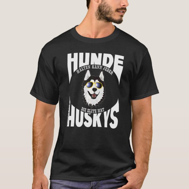Cool Husky With Sunglasses Sleigh Dog Nordic Elite T-Shirt (Front)