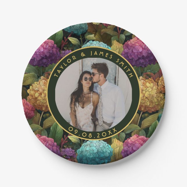 Cool Hydrangeas Plates For Wedding Shower Party (Front)