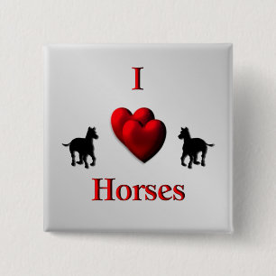 Cool I Heart Horses Design 15 Cm Square Badge
