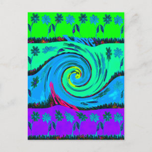 Cool I Love Hawaii: Floral Pop Art pattern Design Postcard