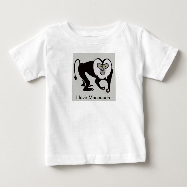Cool I love MACAQUES - Endangered animal graphic Baby T-Shirt (Front)