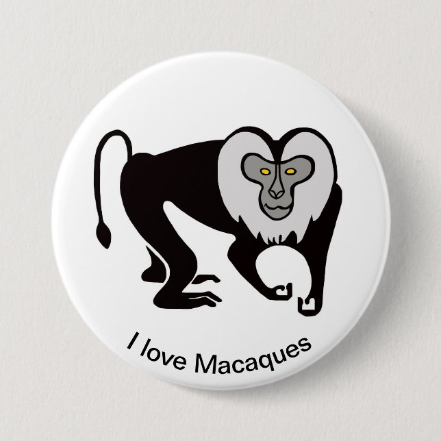 Cool I love MACAQUES - Wild animals - Monkey 7.5 Cm Round Badge (Front)