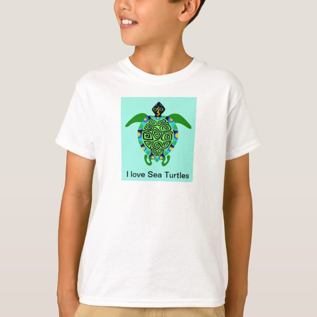Cool I love Sea TURTLES -  Marine animal graphics T-Shirt (Front)