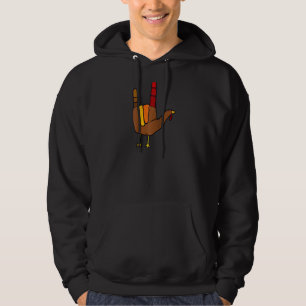 Cool I Love You Sign Language Funny Turkey Thanksg Hoodie