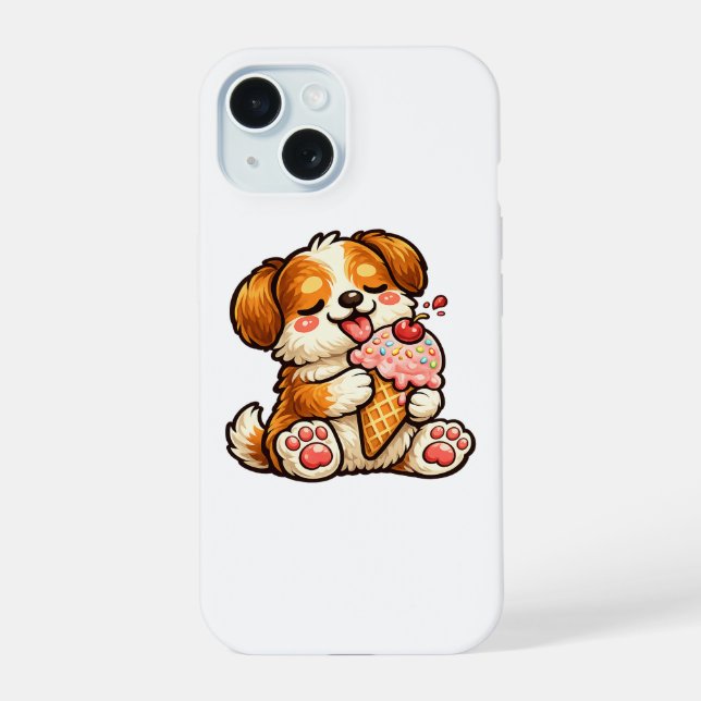 Cool Ice Cream Dog iPhone 15 Case (Back)