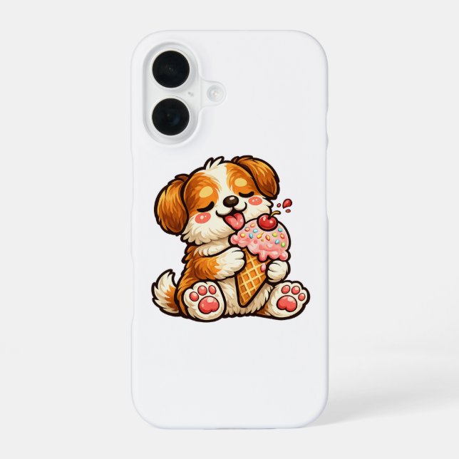 Cool Ice Cream Dog iPhone 16 Case (Back)