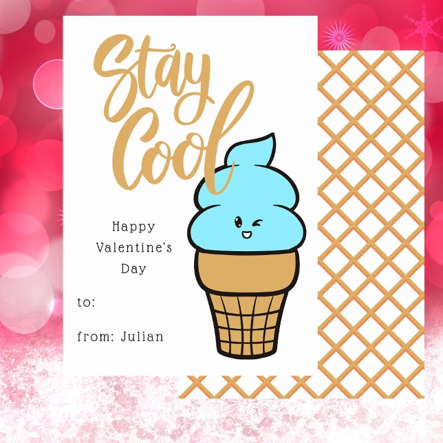 Cool Ice Cream Kids Classroom Valentines Card (Creator Uploaded)