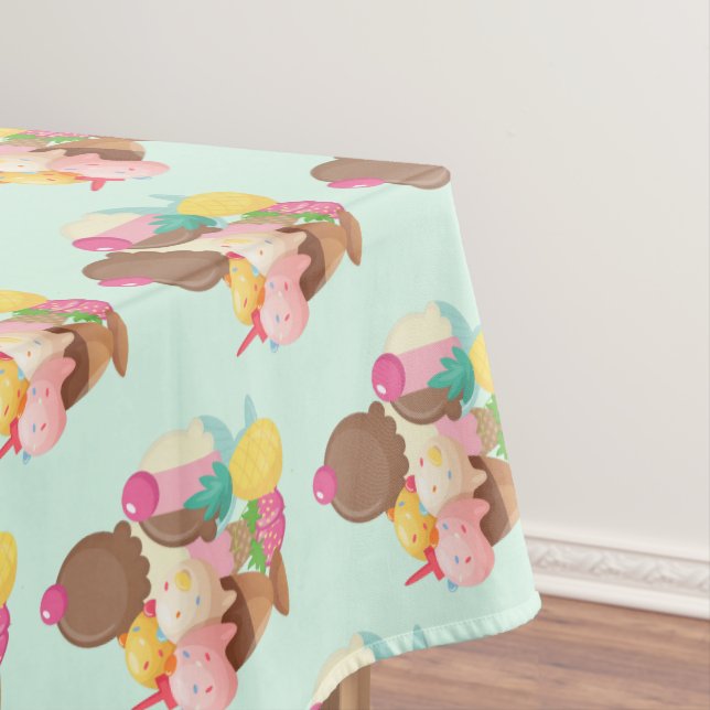 Cool Ice Cream Pattern Horizontal Tablecloth (In Situ)