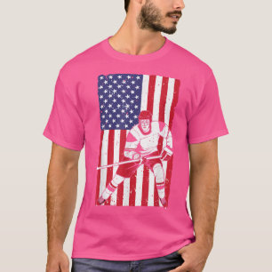 Cool Ice Hockey Art For Men Women US Flag Patrioti T-Shirt