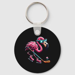 Cool Ice Hockey Flamingo Shades Style  Key Ring