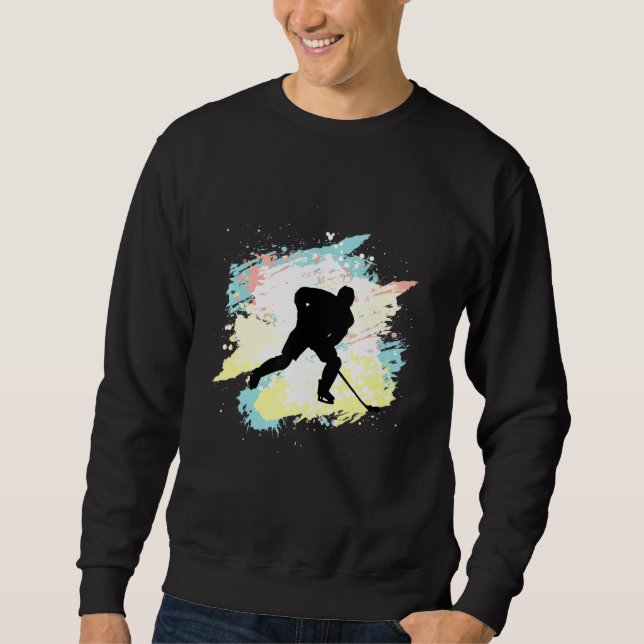 Cool Ice Hockey Player With Puck Sweatshirt (Front)