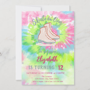 Cool Ice skates Tie Dye Birthday Invitation