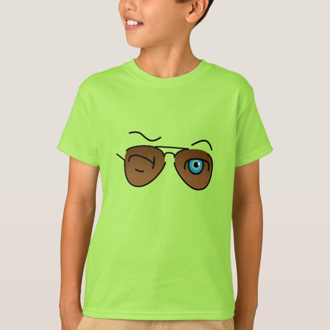 Cool iconic winkS Aviator Glasses Brown Gradient T-Shirt (Front)