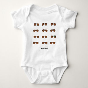 Cool iconic winkS Aviator Glasses Brown Pattern Baby Bodysuit