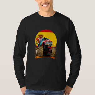 Cool Illustration Monster Mud Truck With Spain Fla T-Shirt