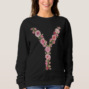 Cool Initial Alphabet Monogram Flowers Floral Let Sweatshirt