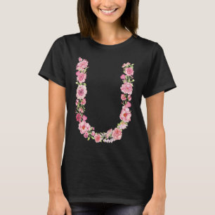 Cool Initial Alphabet Monogram Flowers  Floral Let T-Shirt