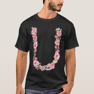Cool Initial Alphabet Monogram Flowers  Floral Let T-Shirt