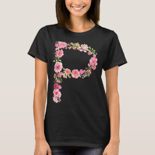 Cool Initial Alphabet Monogram Flowers Floral Lett T-Shirt