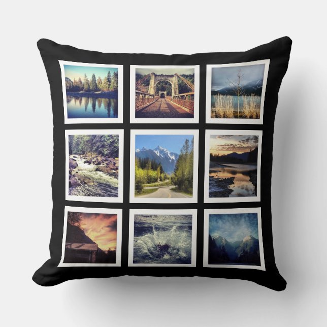 Cool Instagram 9 Photo Collage Cushion (Front)