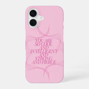 Cool, Intelligent, Strong, Fierce, Girl Boss, Pink iPhone 16 Case