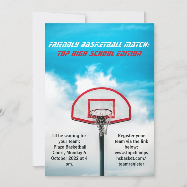 cool invitation postcard: highschool tournament (Front)