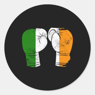 Cool Ireland Flag Vintage Irish Flag Boxing Gloves Classic Round Sticker