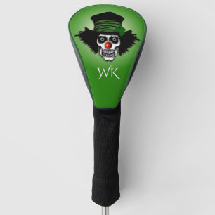 Cool Irish Skeleton Clown Green Monogram Golf Head Cover