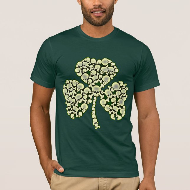 Cool Irish Skulls Shamrock T-Shirt (Front)
