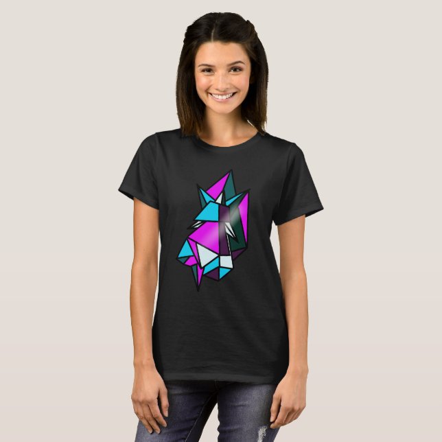 Cool Isometric Neon Geometrical Shapes Triangular T-Shirt (Front Full)