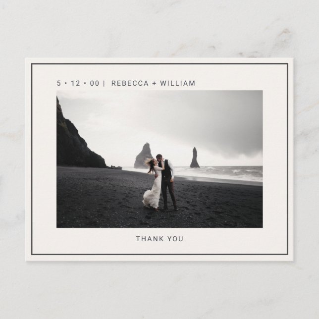Cool Ivory Photo Wedding Thank You Postcard (Front)