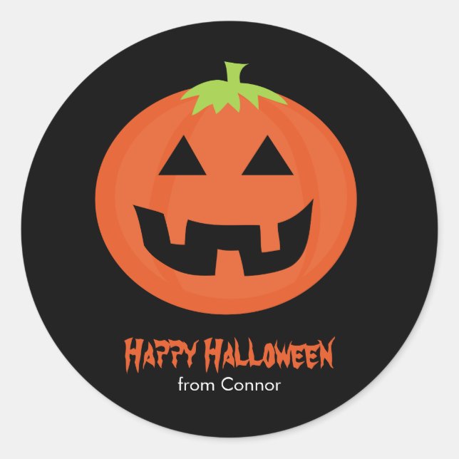 Cool Jack-O-Lantern Halloween Classic Round Sticker (Front)
