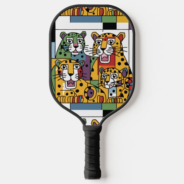 Cool Jaguar Jungle Cats Abstract Pickleball Paddle (Front)