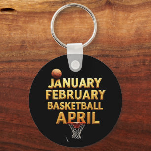 Cool January February Basketball April Designs Key Ring