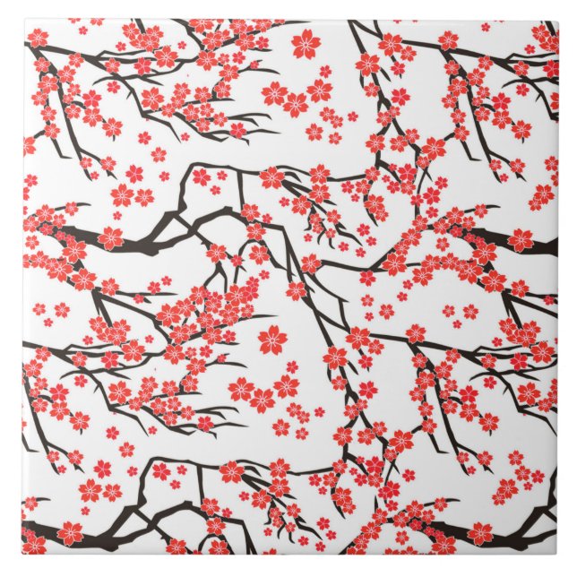 cool Japan floral pattern ceramic tile (Front)