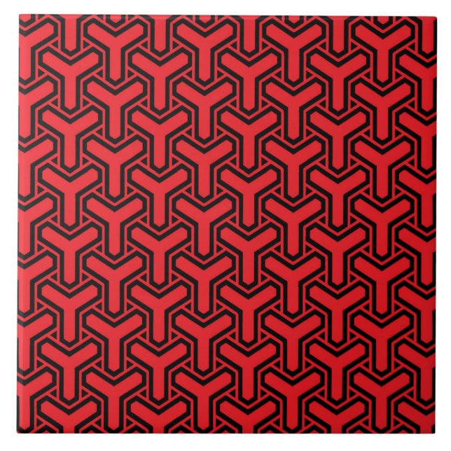 cool Japan red pattern Tile (Front)