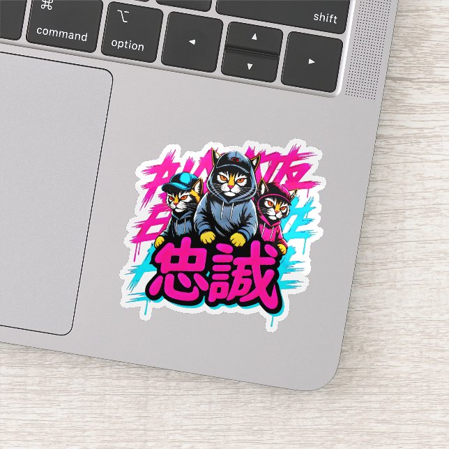 Cool Japanese Cat Crew - For Laptops & Planners (Detail)